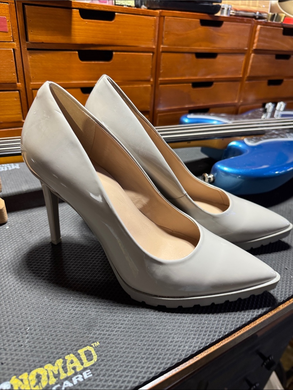 Mix No. 6 light gray Patent Pointed-Toe Stiletto Pumps